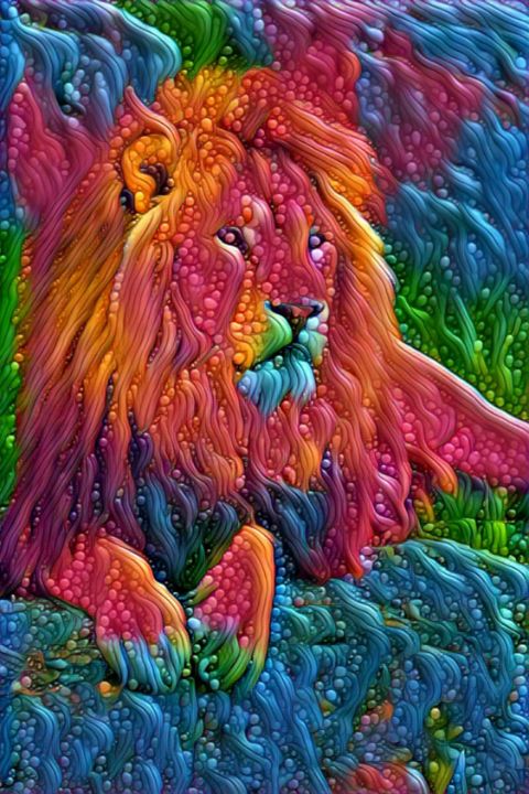 Watercolor lion animals iluustration - kopra art work