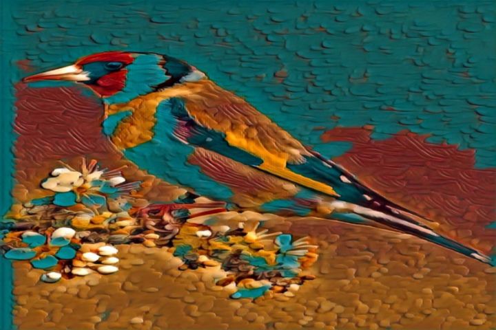 goldfinch bird - kopra art work