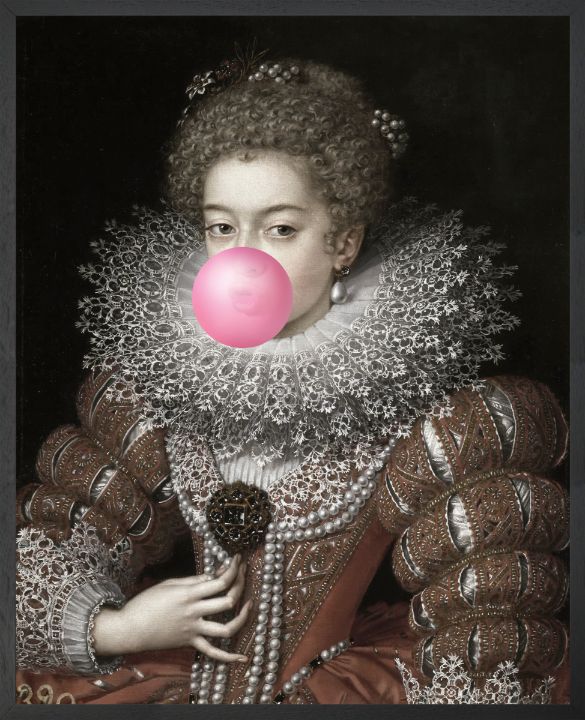Pink Bubblegum Renaissance Portrait - Mineheart - Paintings