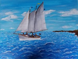 Family Sailing, Acrylic Painting