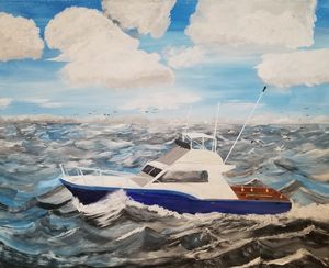 Fish the Rough Sea, Acrylic Painting