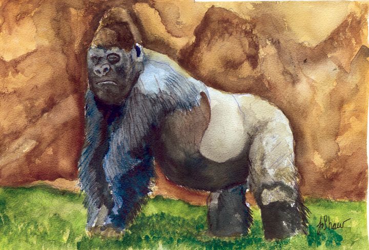 SILVER BACK BORILLA - Prints of Original paintings by Jo