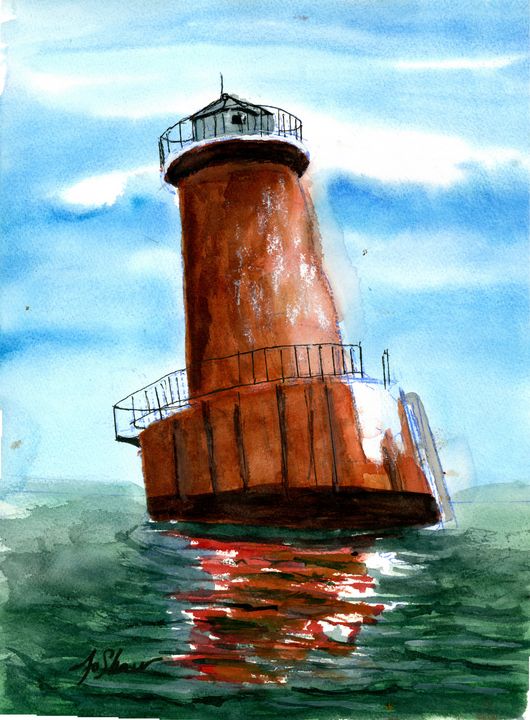 OLD LEANING AND RUSTY LIGHTHOUSE - Prints of Original paintings by Jo ...