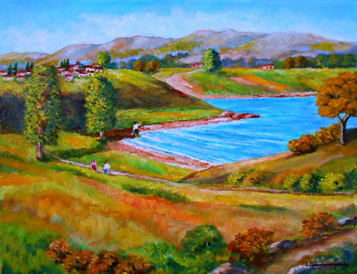 Autumn walk  at the lake - Art by Konstantinos Charalampopoulos