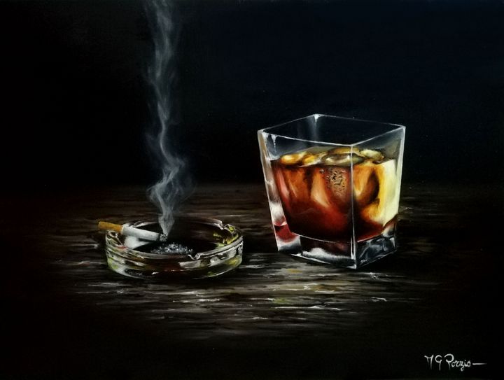 whiskey cigarettes Whisky and Cigarettes - MGPorzio - Paintings & Prints, Still Life, Cigars &  Pipes