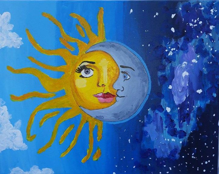 moon and sun painting