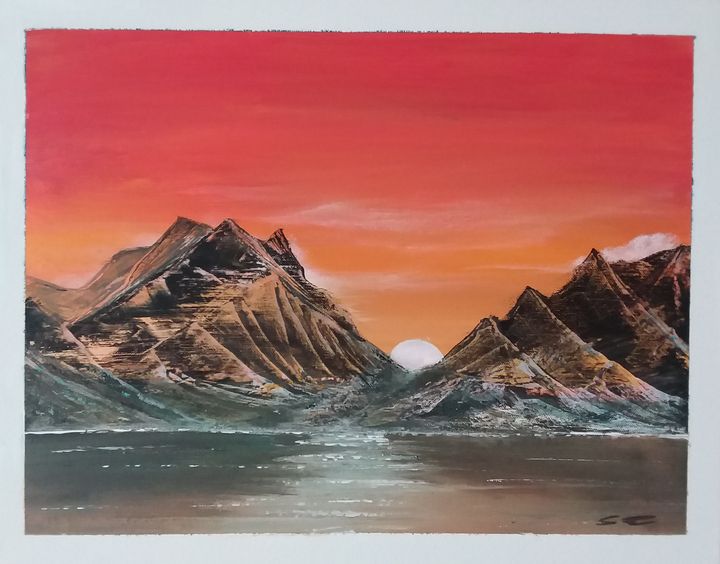 red mountain painting