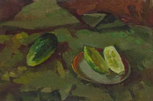 Still life with cucumbers