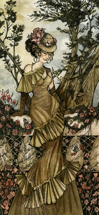Afternoon in the Rose Garden - Shelby E. Boswell Illustration
