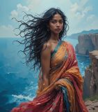 South Indian Woman by Seaside Cliff