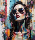 "Neon Chic: Abstract Cyberpunk Portr