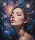 Cosmic Dreamscape:A Surreal Portrait