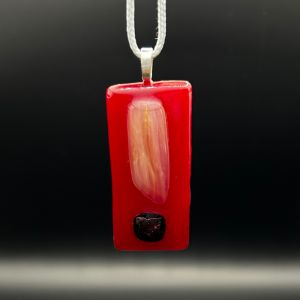 Unique Red/Dichroic Glass Pendant - Fused Glass Jewelry by Rich LaVere