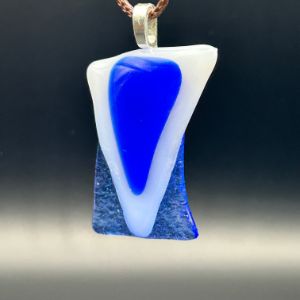 Tricolor Blue Pendant - Fused Glass Jewelry by Rich LaVere