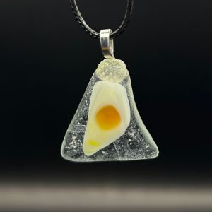 White/Amber Fused Glass Pendant - Fused Glass Jewelry by Rich LaVere