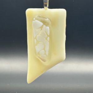 Fused Glass Pendant Creme/White - Fused Glass Jewelry by Rich LaVere