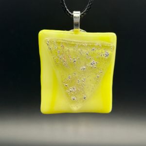 Yellow/White Fused Glass Pendant - Fused Glass Jewelry by Rich LaVere