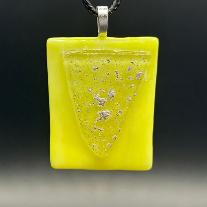 Yellow/Clear Fused Glass Pendant - Fused Glass Jewelry by Rich LaVere