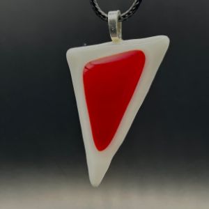 White/Red Fused Glass Pendant - Fused Glass Jewelry by Rich LaVere