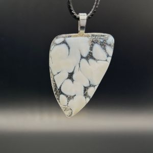 White/Clear Fused Glass Pendant - Fused Glass Jewelry by Rich LaVere