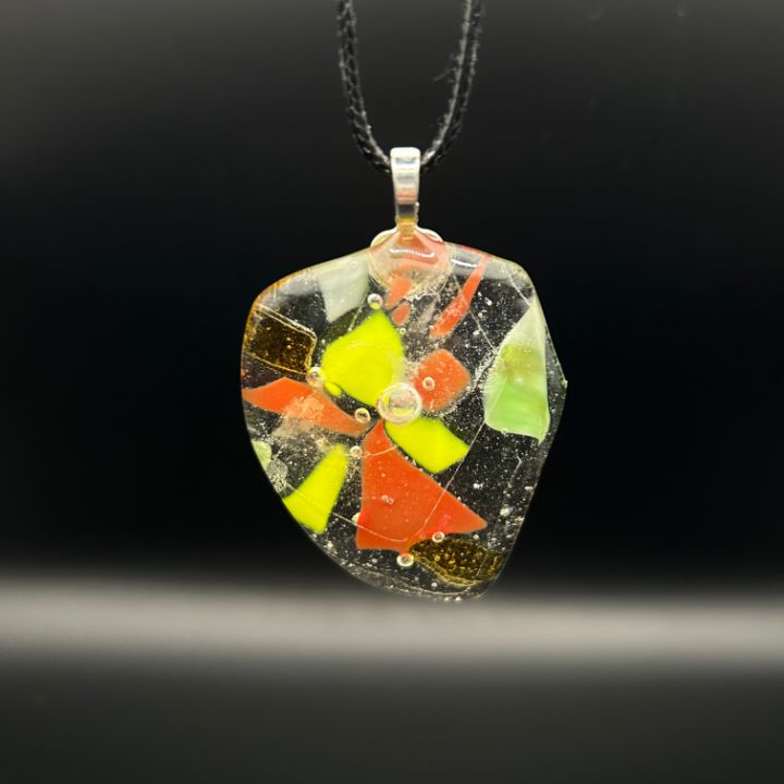 Multicolor Fused Glass Pendant - Fused Glass Jewelry by Rich LaVere