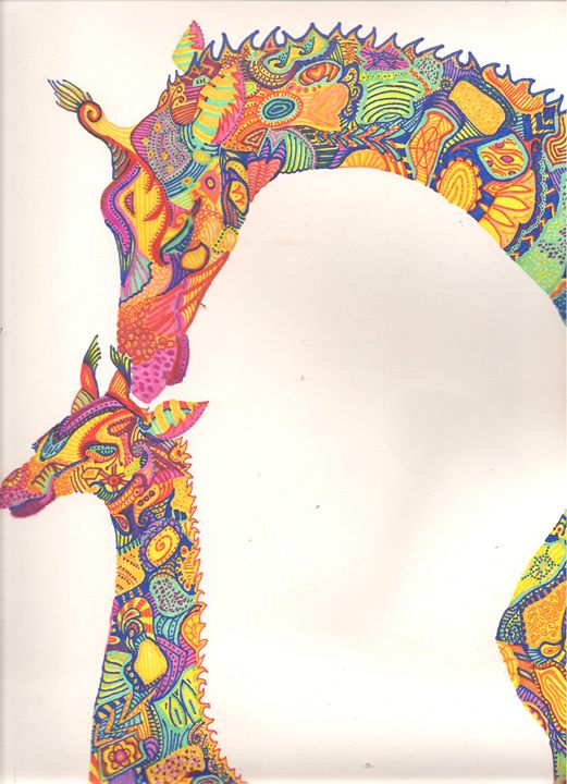 trippy giraffes - Carly Files - Drawings & Illustration, Animals, Birds ...