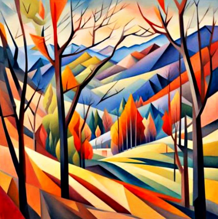 Trees in mountain valley 1 - George Hutton Hunter Contemporary Artist ...