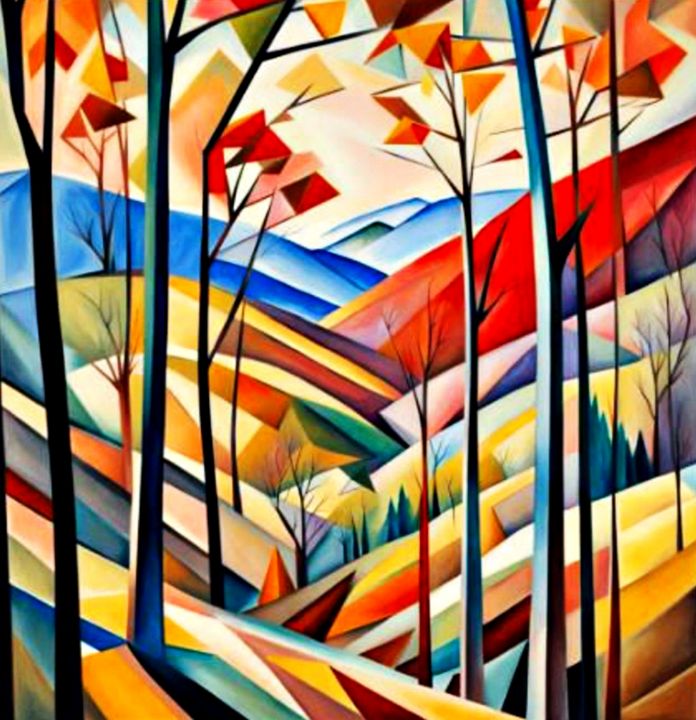 Trees in mountain valley 4 - George Hutton Hunter Contemporary Artist ...