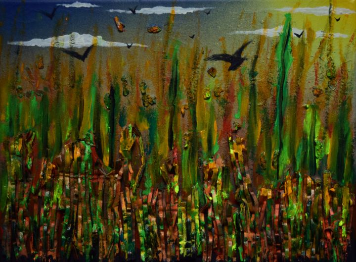 Crows in the cornfield - George Hutton Hunter Contemporary Artist