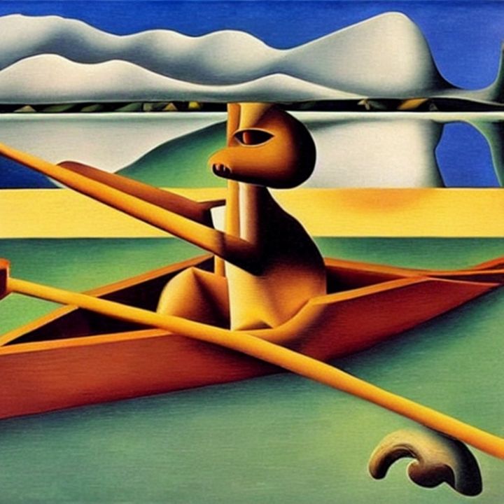 Dog in rowing boat - George Hutton Hunter Contemporary Artist ...