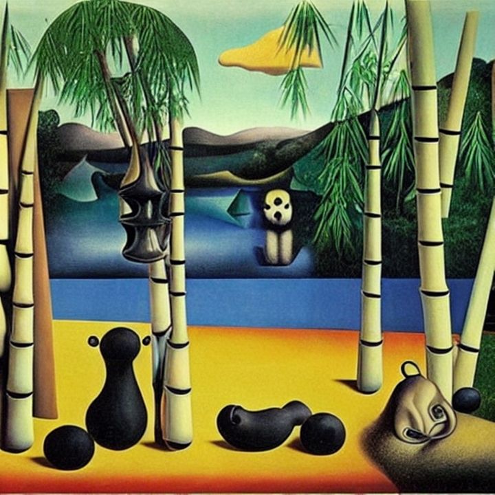 Panda with Bamboo trees - George Hutton Hunter Contemporary Artist -  Paintings & Prints, Landscapes & Nature, Other Landscapes & Nature - ArtPal