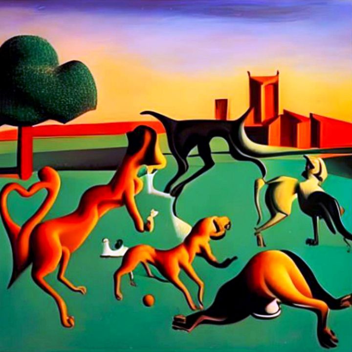 Dogs playing with ball - George Hutton Hunter Contemporary Artist ...