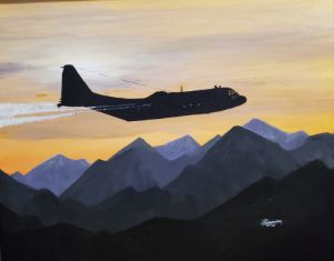Hercules Over The Hindu Kush - Art Avion Militar