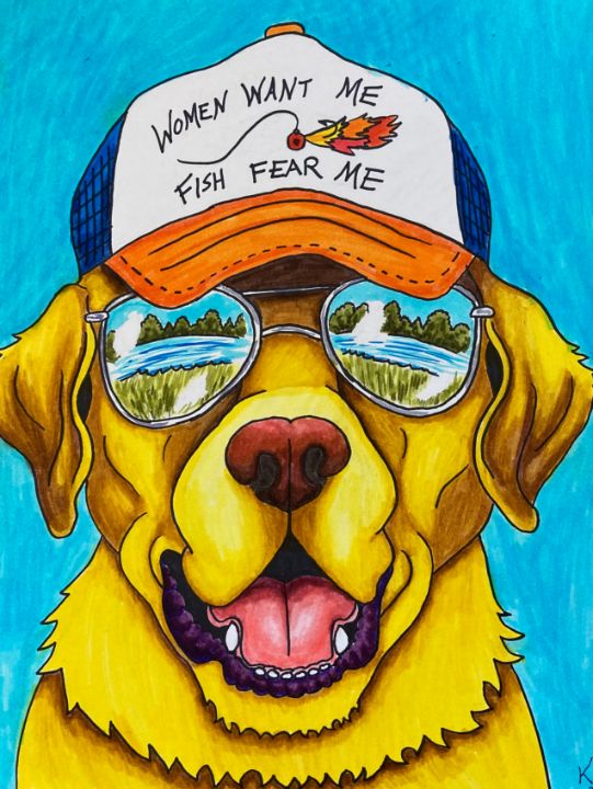 Lake Dog - Baby Mama Studio - Drawings & Illustration, Animals, Birds, &  Fish, Dogs & Puppies, Labrador Retriever, Yellow Lab - ArtPal