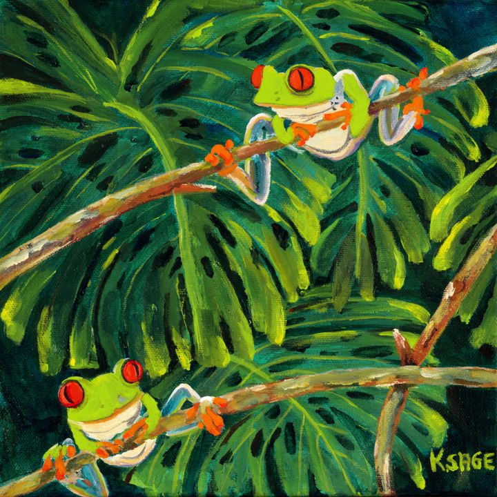 Red Eyed Tree Frogs - Kathy Sage Art