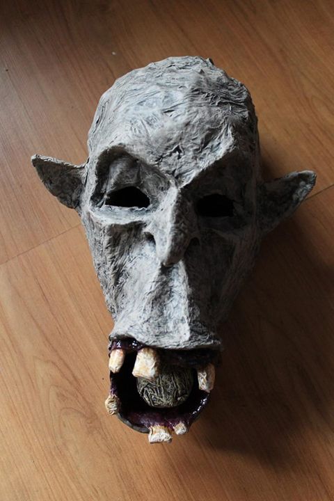 Red Demon Mask  Paper Mache Mask - Papyromancer - Crafts & Other Art, Masks  - ArtPal