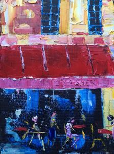 Paris street life, palette knife