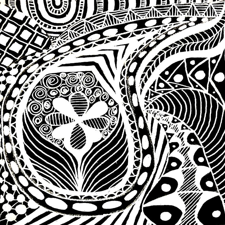 Tanglish Abstract Design Infinite Tangle Doodles in W/B 2 - TeAnne ArtWorks AU - Drawings ...