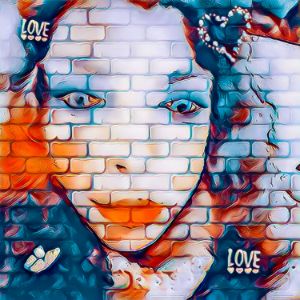 Love graffiti of a woman