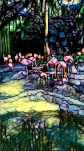 Flamingos in Paradise in mosaic