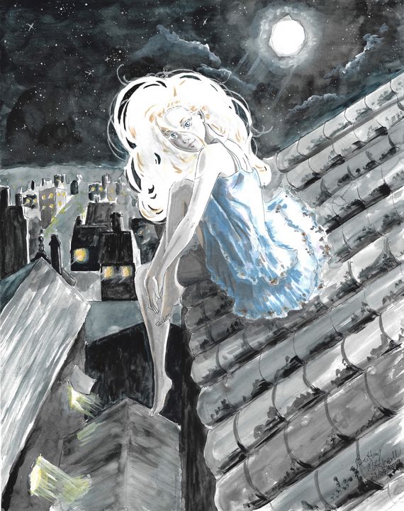 Auri on the Roof - Ultraanimegirl4 - Paintings & Prints, Fantasy