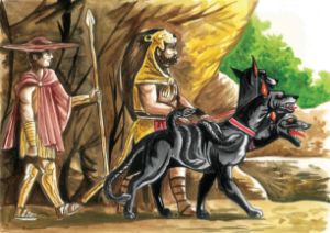 Herakles, Theseus, and Cerberus Leav