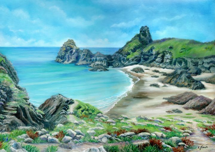 Blue Rapture at Kynance Cove - Sonia Finch Art Studio - Paintings ...