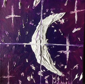 A Crescent moon in outer space 20x20