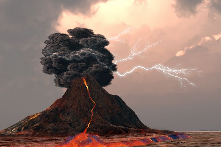 Volcano and Lightning - Corey Ford Gallery LLC