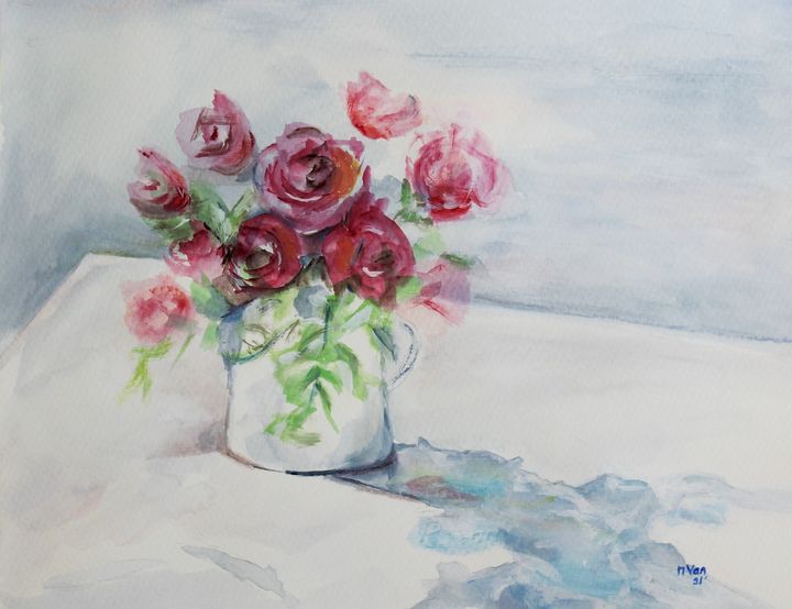Vase of Roses - NanaGaleVan Fine Art