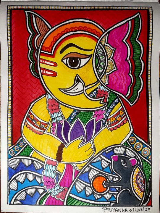 Classical Acrylic colours Ganesha Canvas Painting, Shape: Square, Size:  24x24 at Rs 35000 in Jammu