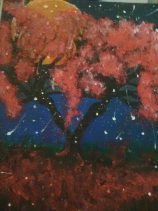 Night time red tree - Uniquely sparkles