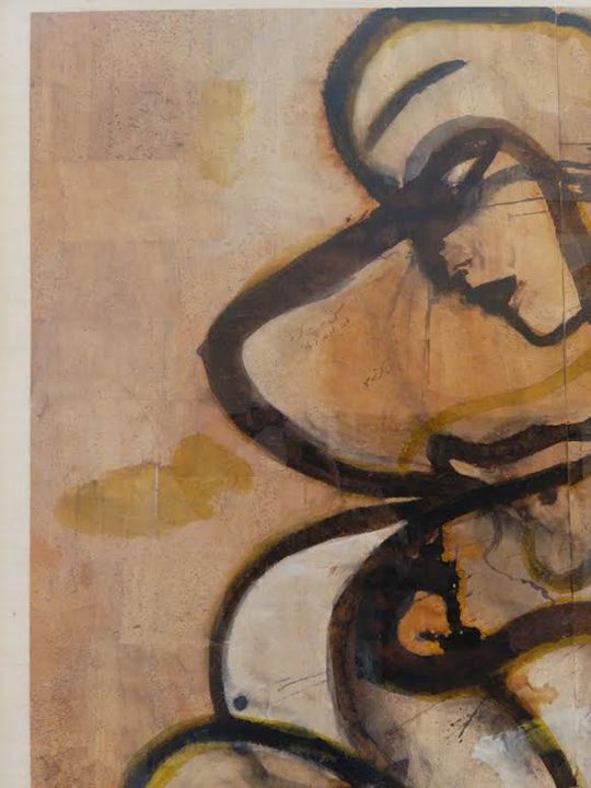 "Philosopher" original pigment cork Jamali Art Resale Paintings