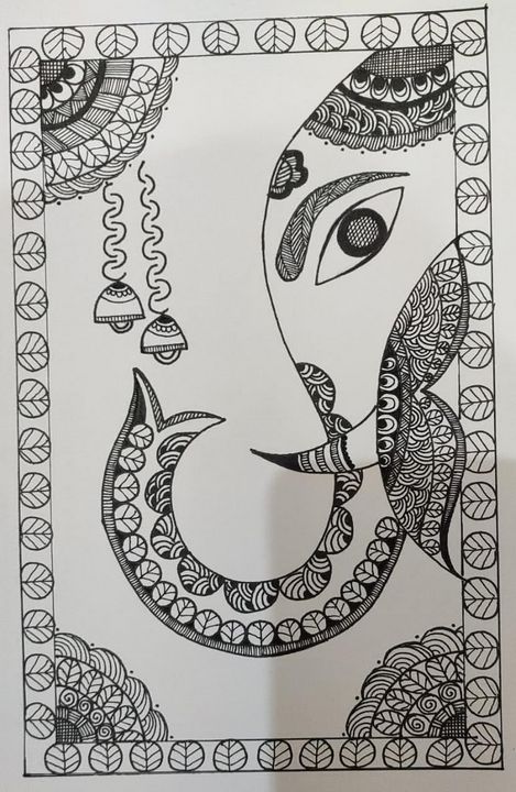 Water Life - Madhubani Art (A4) - International Indian Folk Art GalleryAn  exquisite selection of traditional and famous paintings from India for  Hindu Puja room, living room, bedroom, family room, hall, kitchen,
